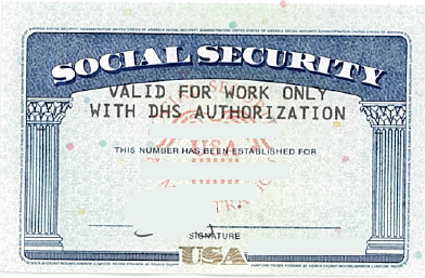 SSN with the Valid For Work Only With DHS Authorization note